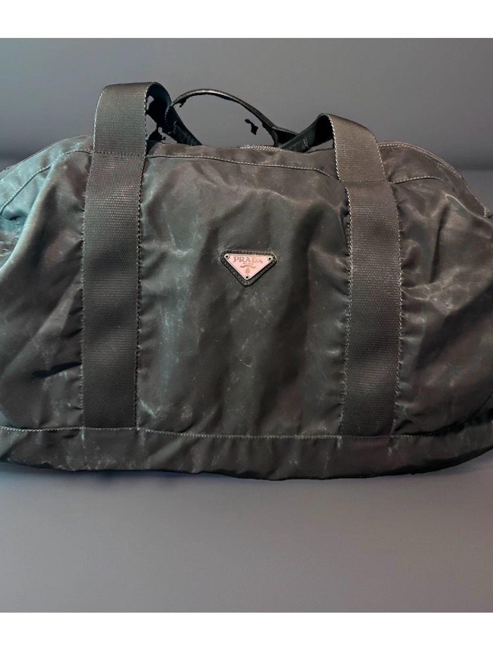 PRADA Milano Black Nylon Duffle Bag Solid Zip Closure Adjustable Shoulder Strap